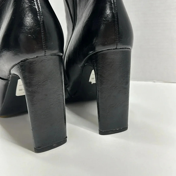 Asos Boots High Heel Ankle Booties Square Toe Side Zip Up Leather Black Size 9 - Picture 6 of 11